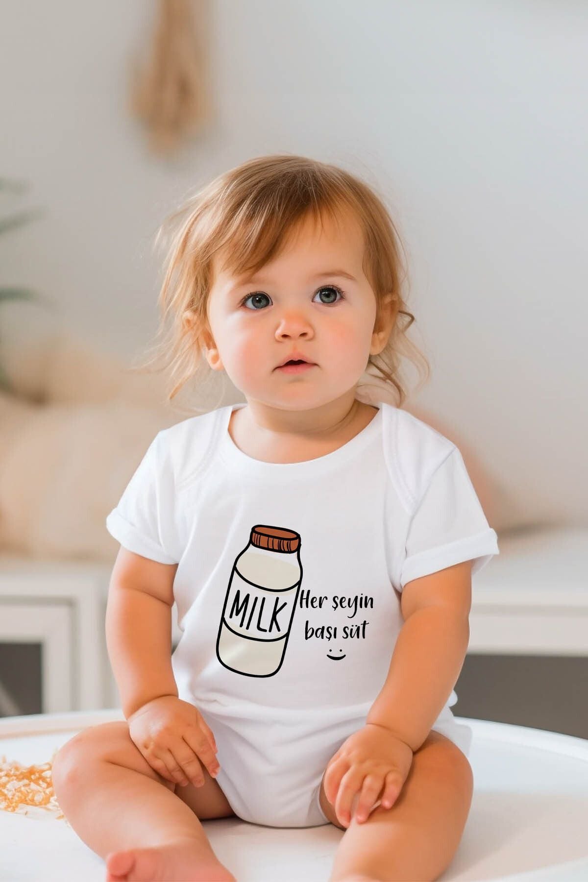 %100 Pamuk Kısa Kollu Bebek Body