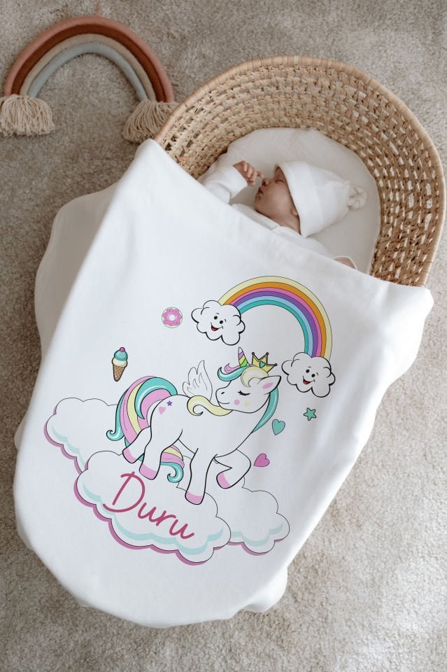 %100 Organik İsme Özel 6lı Hastane Çıkışı Tulum Set Unicorn