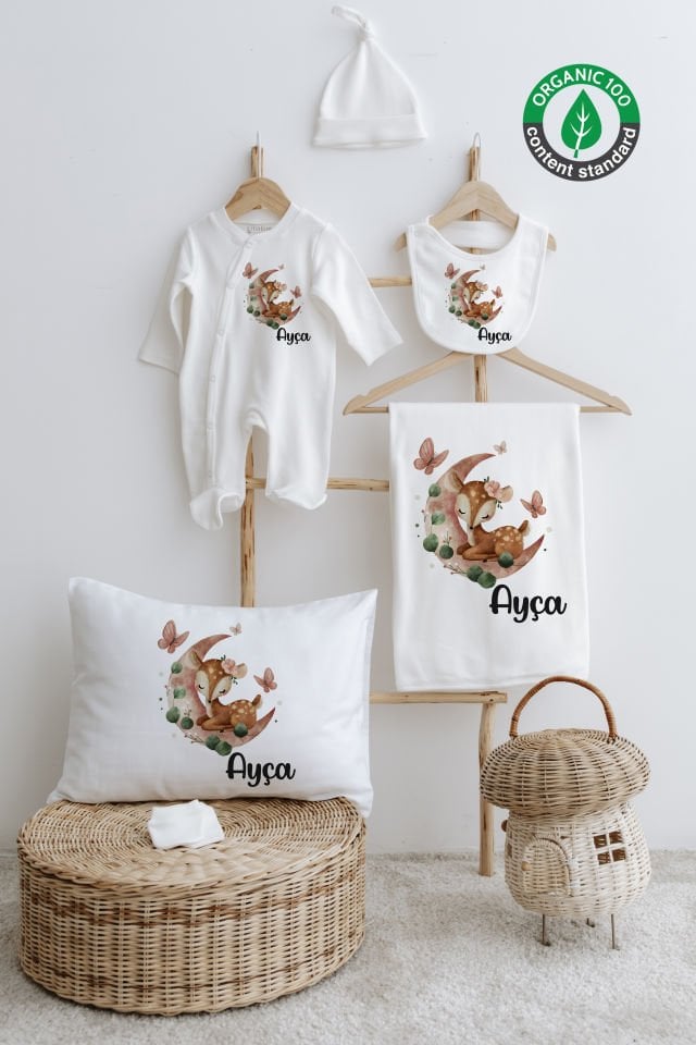 %100 Organik İsme Özel 6lı Hastane Çıkışı Tulum Set Ceylan