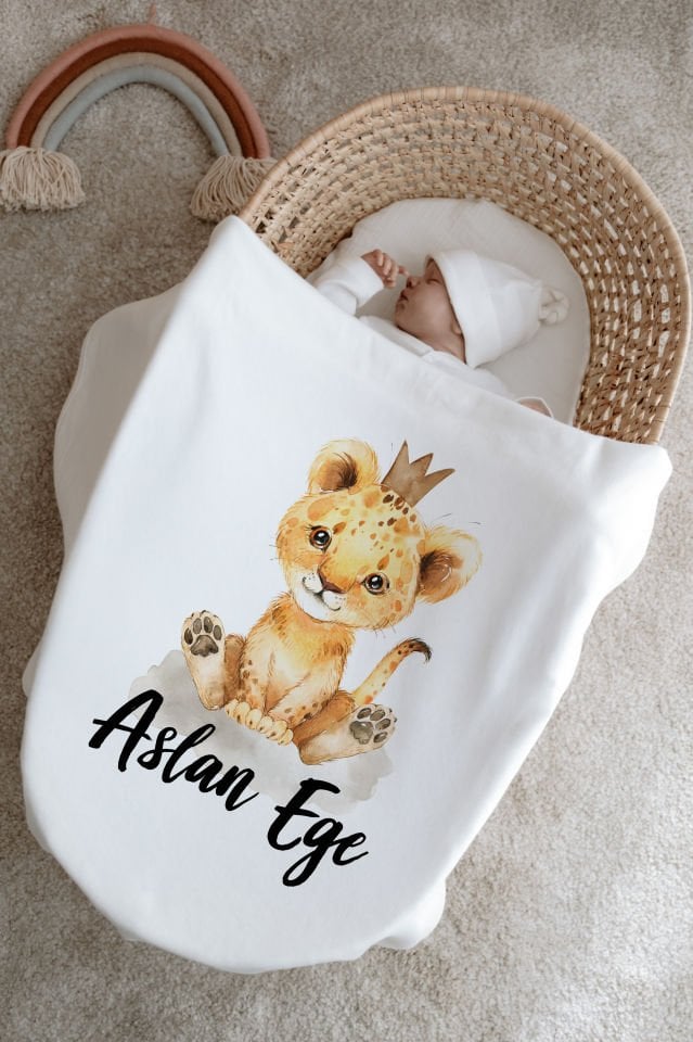 %100 Organik İsme Özel 6lı Hastane Çıkışı Tulum Set Aslan