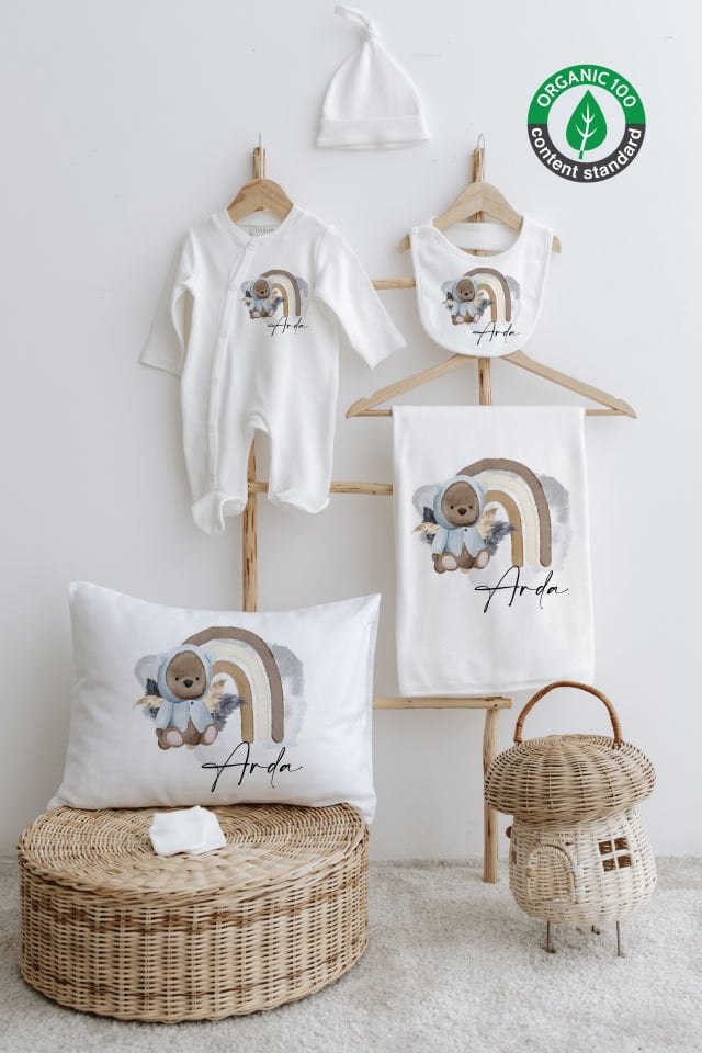 %100 Organik İsme Özel 6lı Hastane Çıkışı Tulum Set Ayıcık