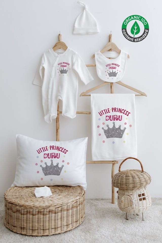 %100 Organik İsme Özel 6lı Hastane Çıkışı Tulum Set Prenses