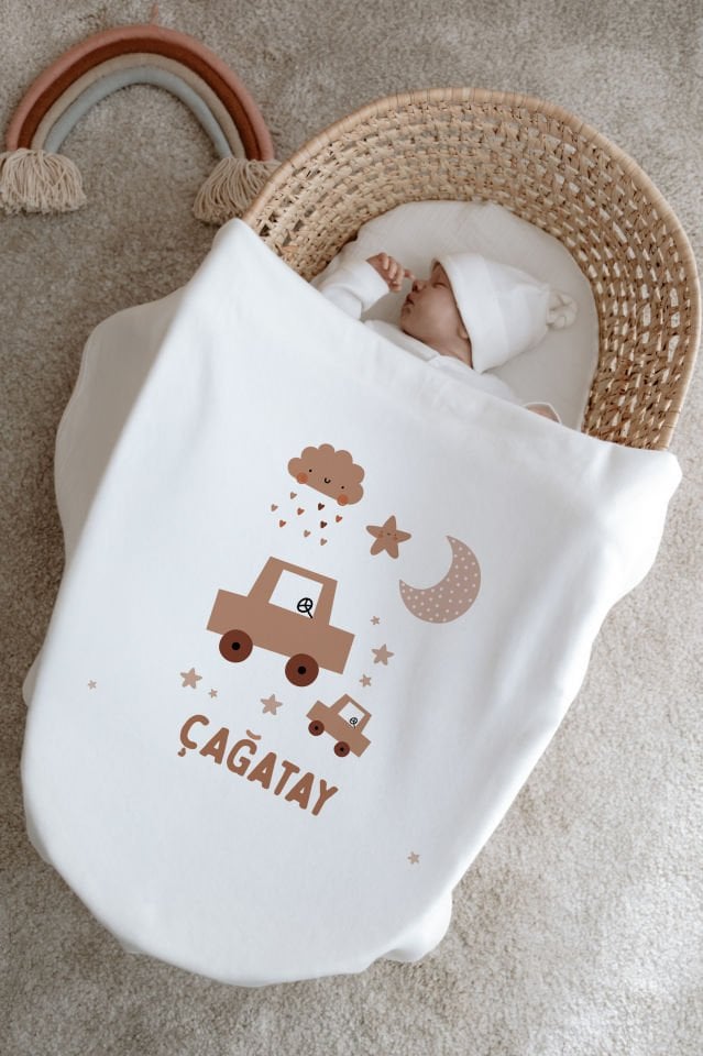 %100 Organik İsme Özel 6lı Hastane Çıkışı Tulum Set Araba