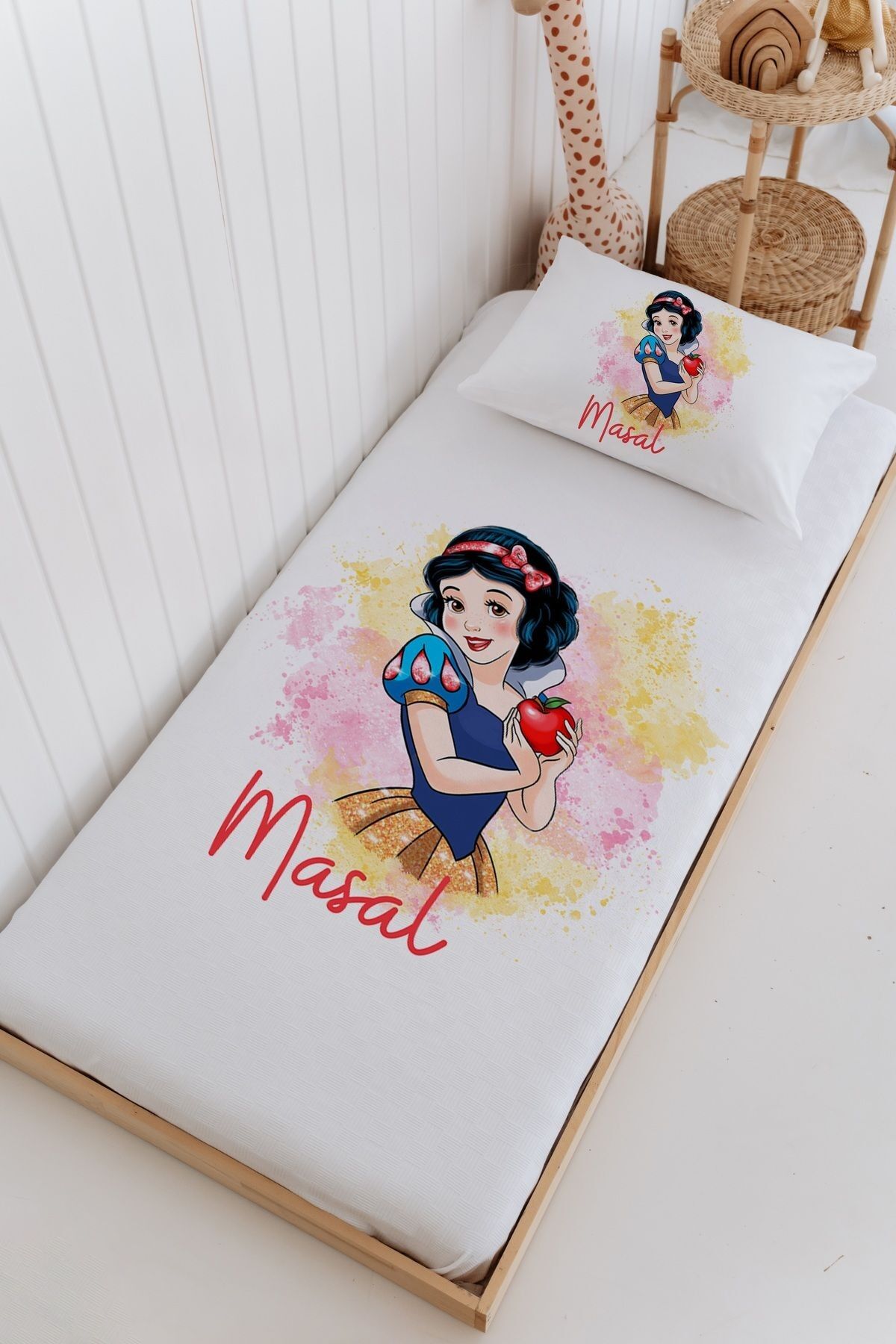 İsme Özel Bebek Ve Çocuk Tek Kişilik Pike Takımı (160 X 220cm) -Pamuk Prenses