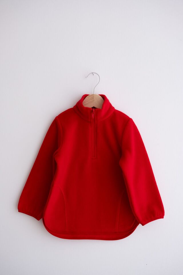 Yumuşak Dokulu Fermuarlı Dik Yaka Kışlık Unisex Çocuk Polar