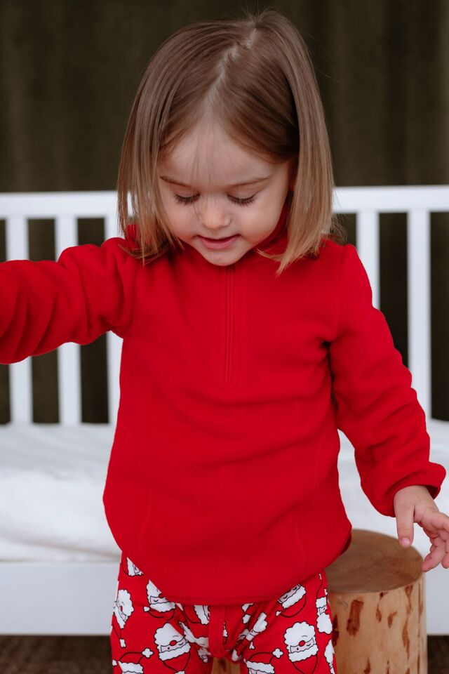 Yumuşak Dokulu Fermuarlı Dik Yaka Kışlık Unisex Çocuk Polar