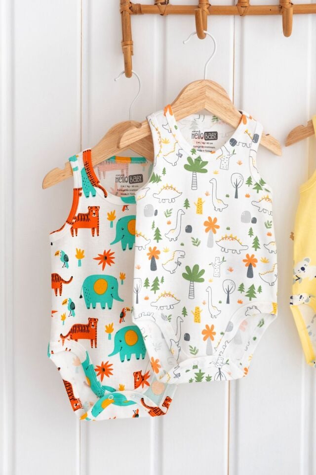 %100 Pamuk 4lü Desenli Bebek Çocuk Atlet