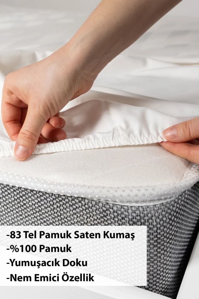 82 Tel %100 Pamuk Saten 100x200 Tek Kişilik Lastikli Çarşaf