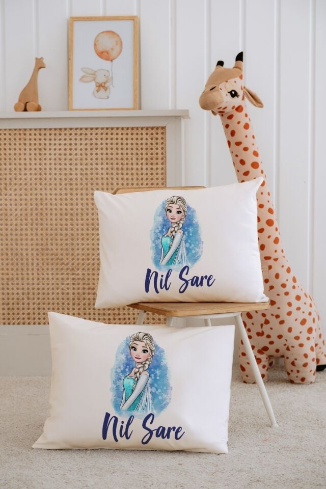 %100 Pamuk İsme Özel 2li Ekru Bebek Yastık Kılıfı 35x45 cm-Elsa