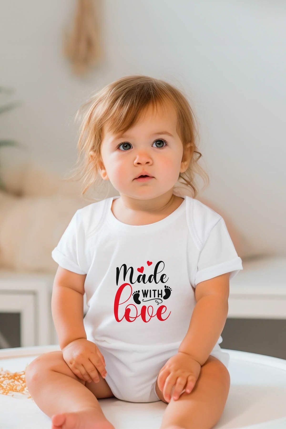 %100 Pamuk Kısa Kollu Bebek Body