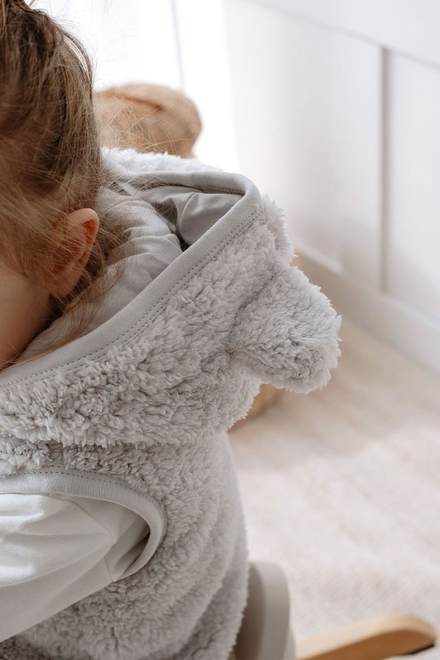 Teddy Peluş Çocuk Yelek Kapüşonlu Astarlı 3d Kulaklı