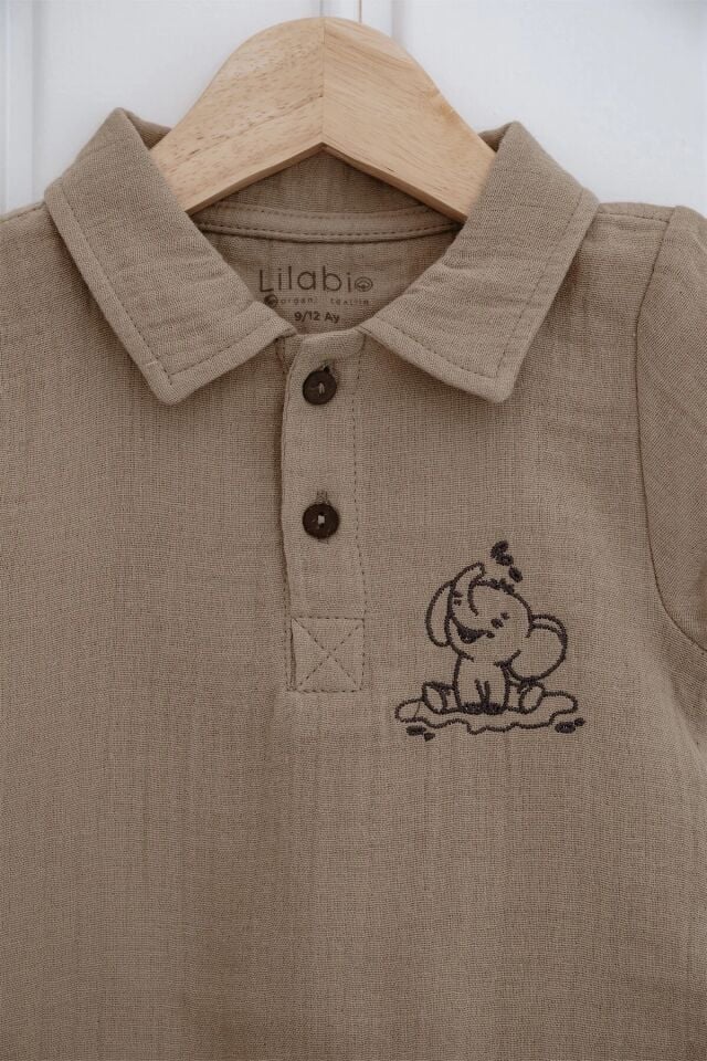 %100 Organik Pamuk Muslin Kumaş Kısa Paça Tulum Kız-Erkek Bebek