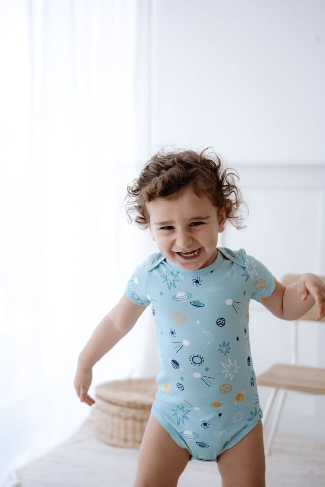 %100 Pamuk 2li Kısa Kollu Bebek Body Uzay