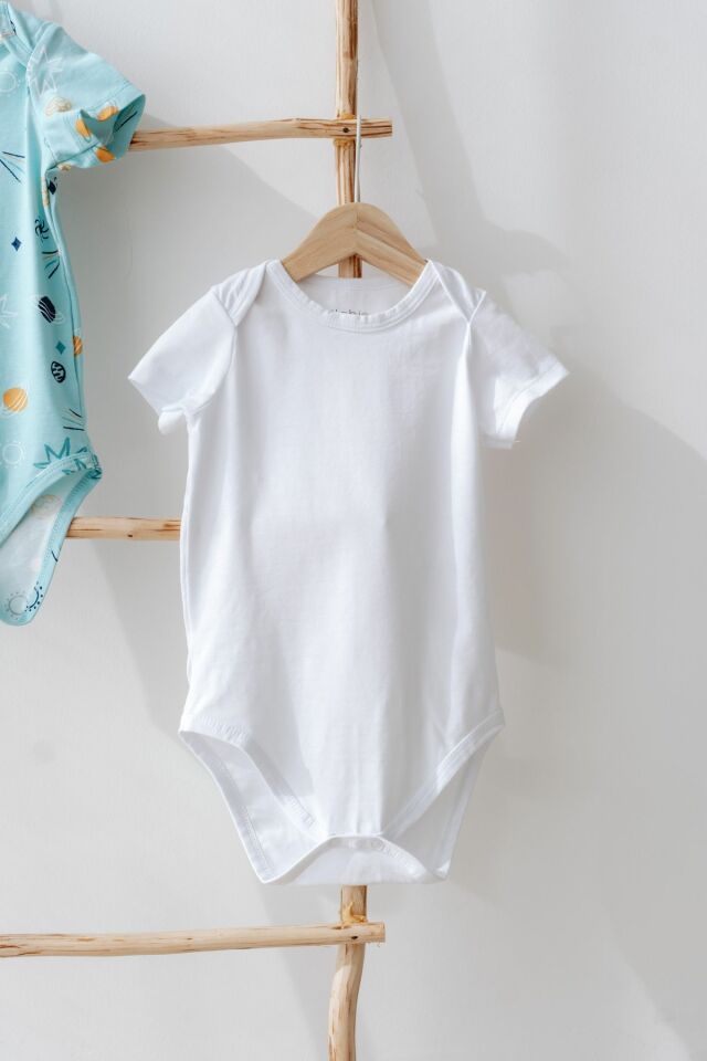 %100 Pamuk 2li Kısa Kollu Bebek Body Uzay 0-3 AY - Renkli