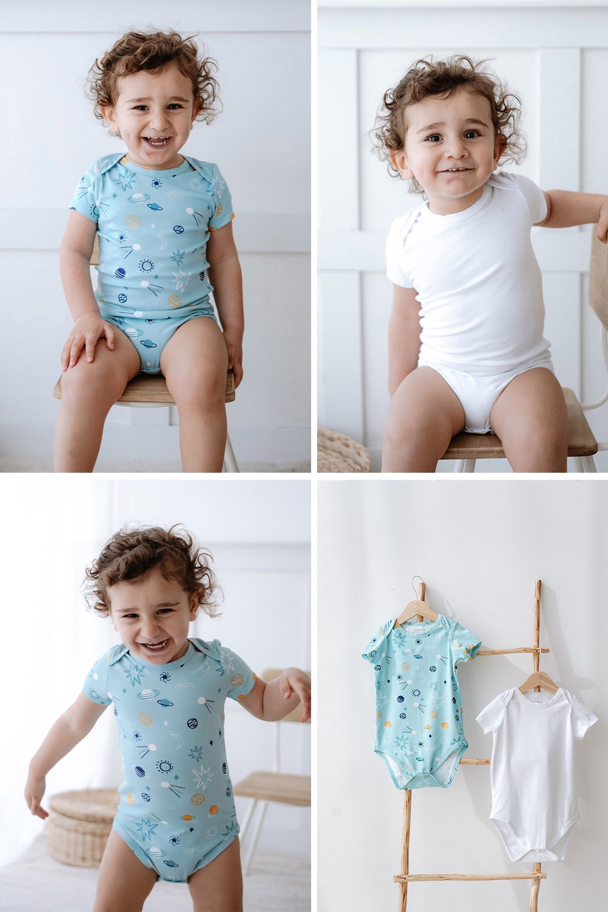 %100 Pamuk 2li Kısa Kollu Bebek Body Uzay 0-3 AY - Renkli