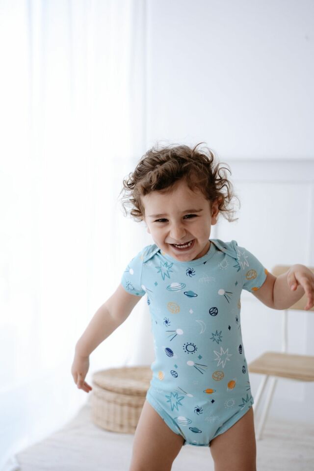 %100 Pamuk 2li Kısa Kollu Bebek Body Uzay 0-3 AY - Renkli