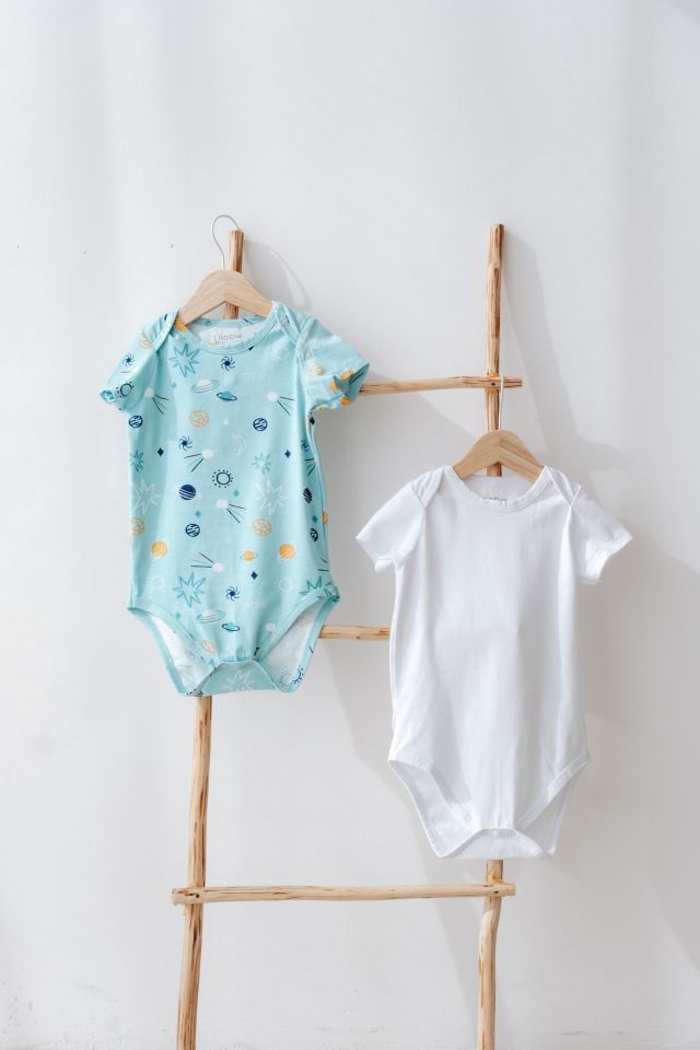 %100 Pamuk 2li Kısa Kollu Bebek Body Uzay 0-3 AY - Renkli