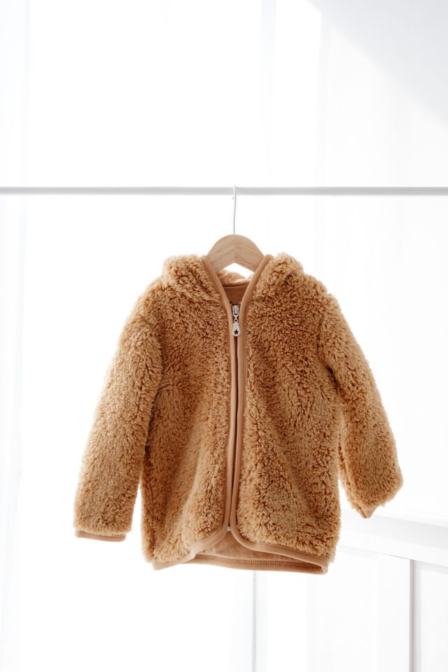 Kahverengi Fermuarlı Teddy Kulaklı Astarlı Hırka Ceket