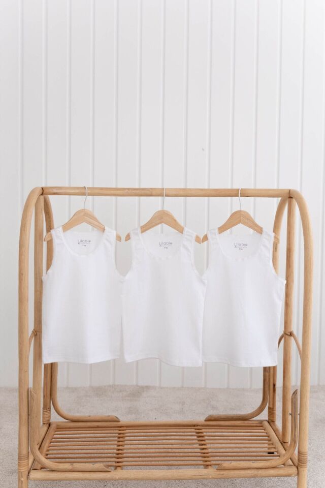 %100 Pamuk 3lü Erkek Çocuk Beyaz Atlet 7 Yaş - Beyaz