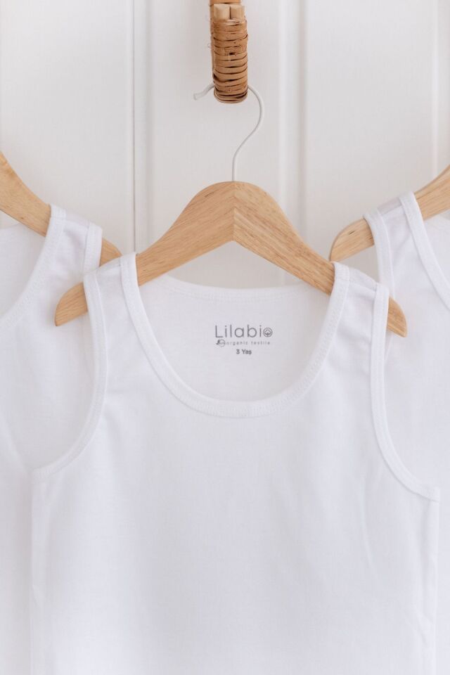 %100 Pamuk 3lü Erkek Çocuk Beyaz Atlet 8 Yaş - Beyaz