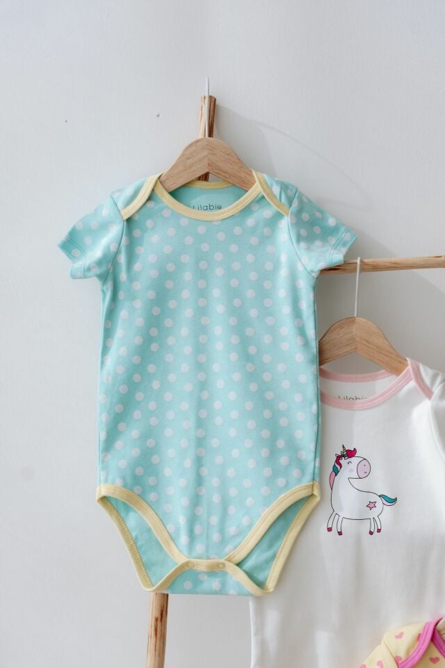 %100 Pamuk 3lü Kısa Kollu Bebek Body Unicorn
