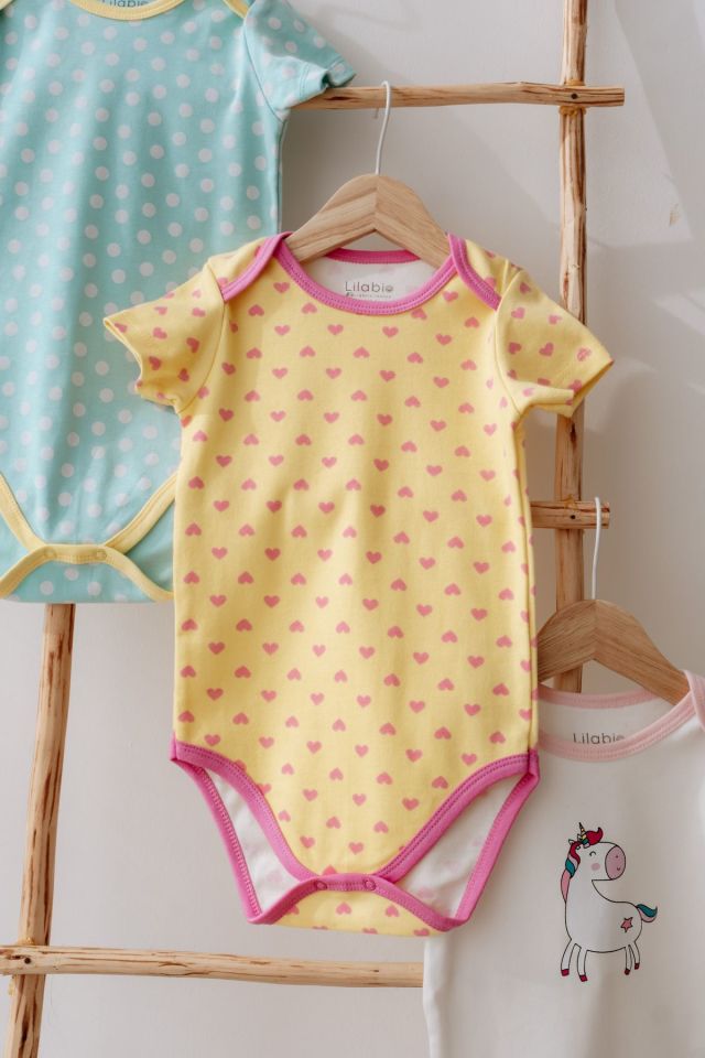 %100 Pamuk 3lü Kısa Kollu Bebek Body Unicorn