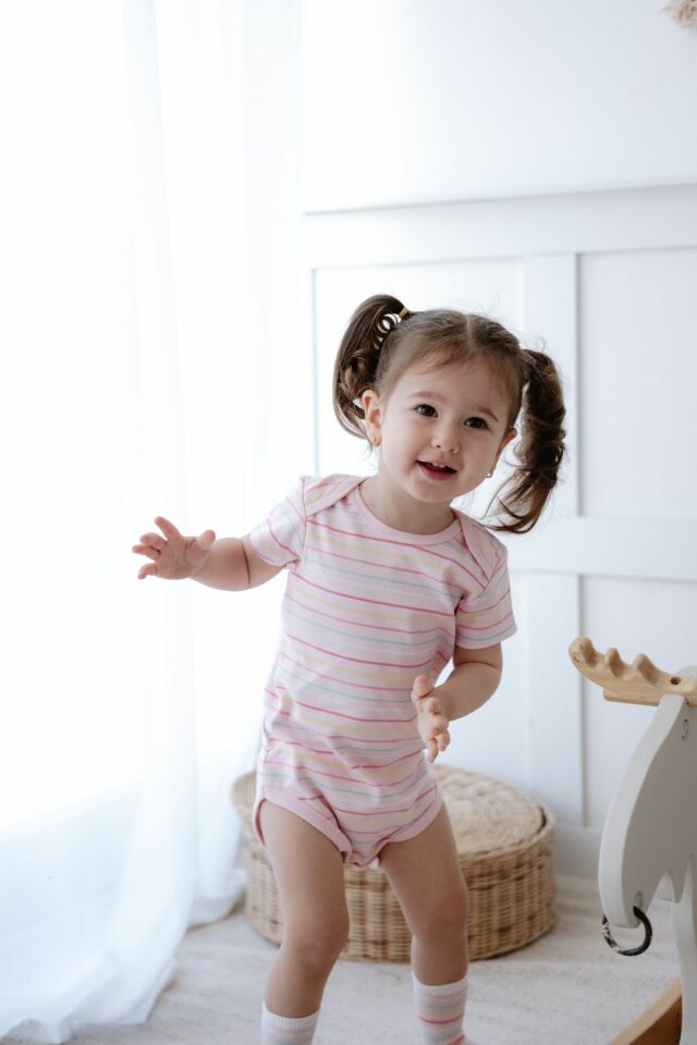 %100 Pamuk 3lü Kısa Kollu Bebek Body Gökkuşağı