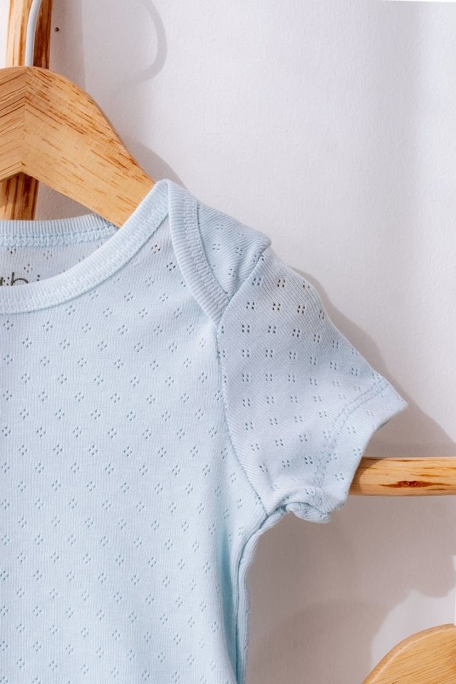 %100 Organik Pamuk 3lü Jakarlı Kısa Kollu Bebek Body Seti