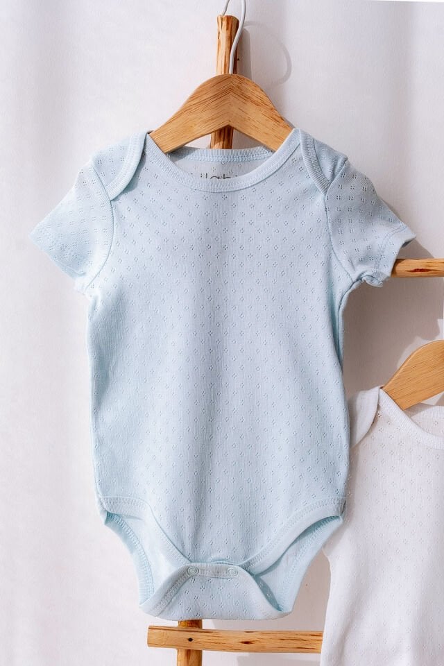 %100 Organik Pamuk 3lü Jakarlı Kısa Kollu Bebek Body Seti