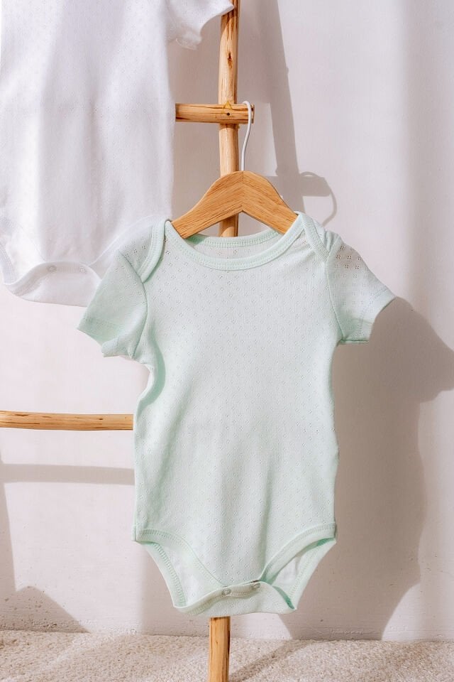 %100 Organik Pamuk 3lü Jakarlı Kısa Kollu Bebek Body Seti