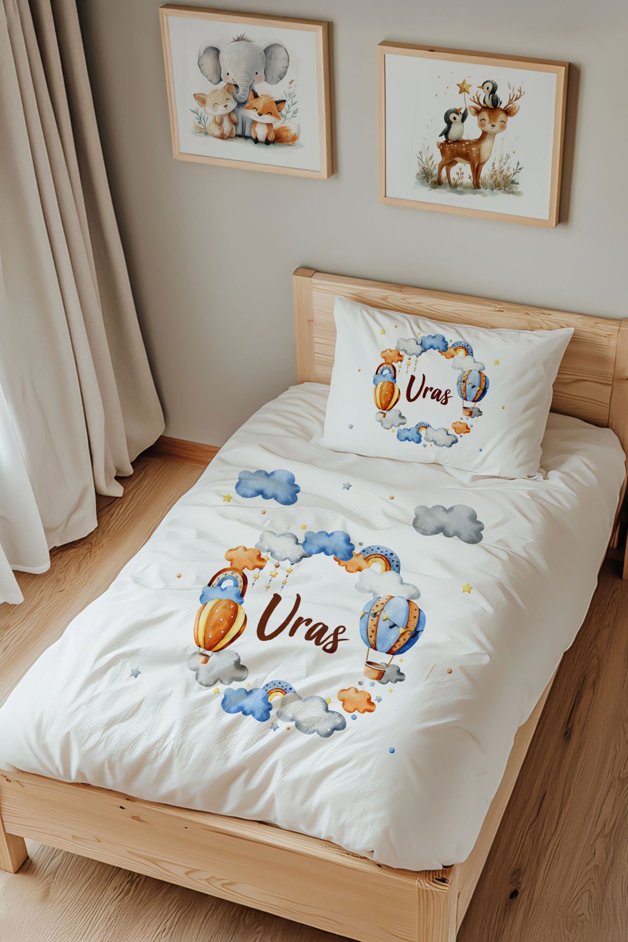 İsme Özel Tek Kişilik  Çocuk Nevresim Takımı (160x220 cm) Balon