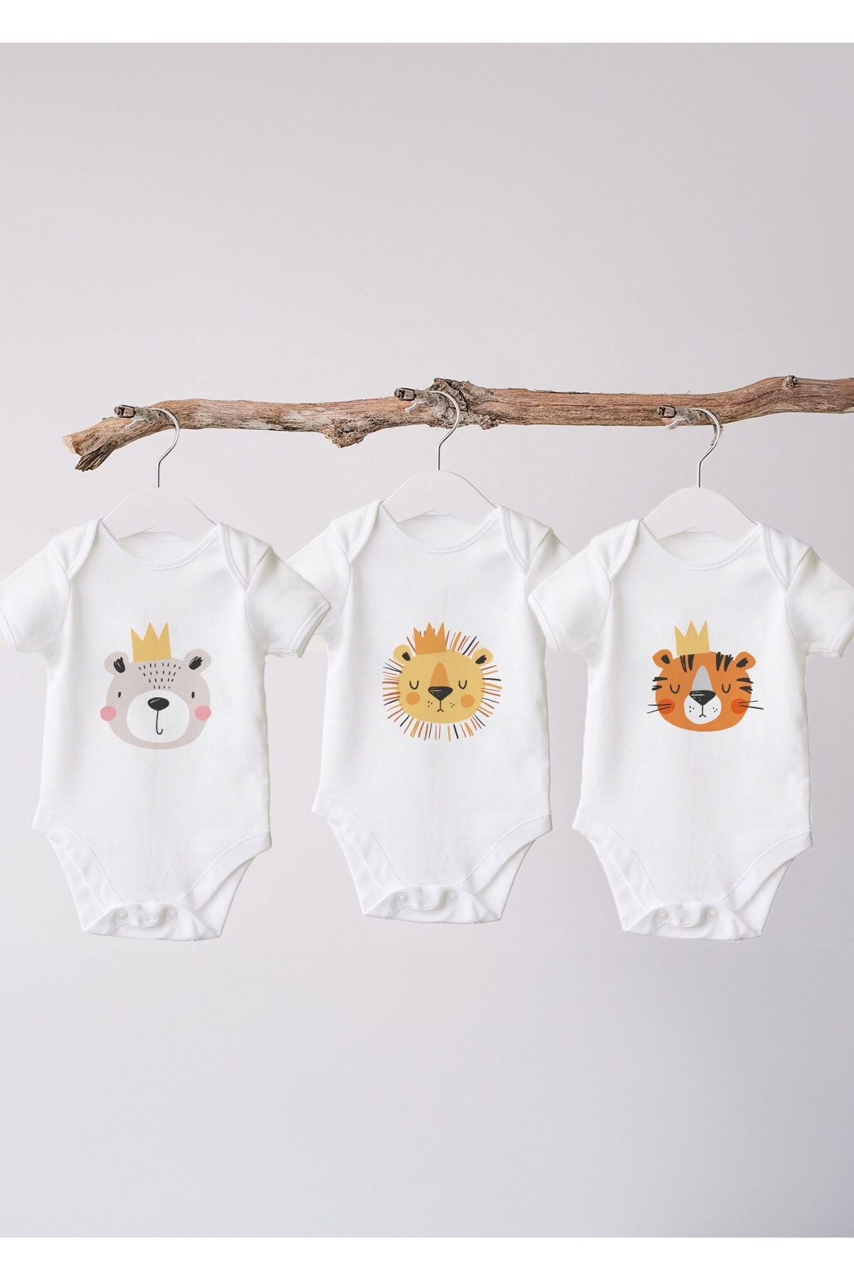%100 Organik Pamuk 3lü Baskılı Kısa Kollu Bebek Body