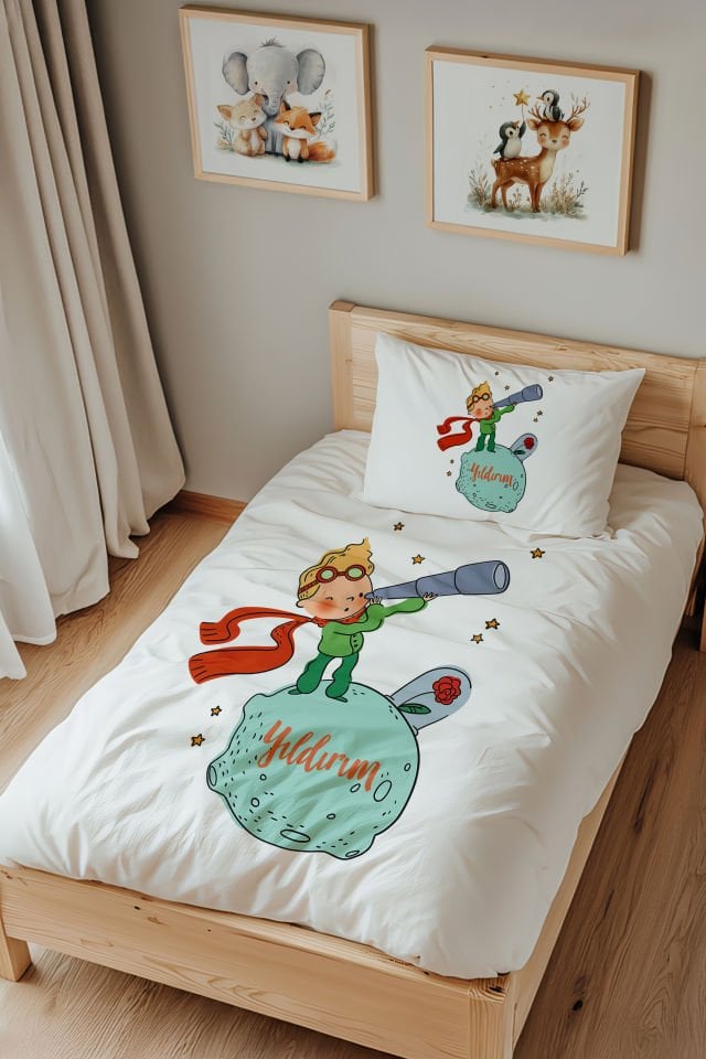İsme Özel Tek Kişilik  Çocuk Nevresim Takımı (160x220 cm) Küçük Prens