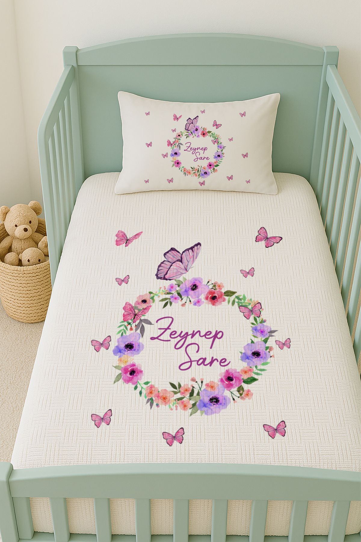 İsme Özel (100x150cm) Pike Seti Kelebek