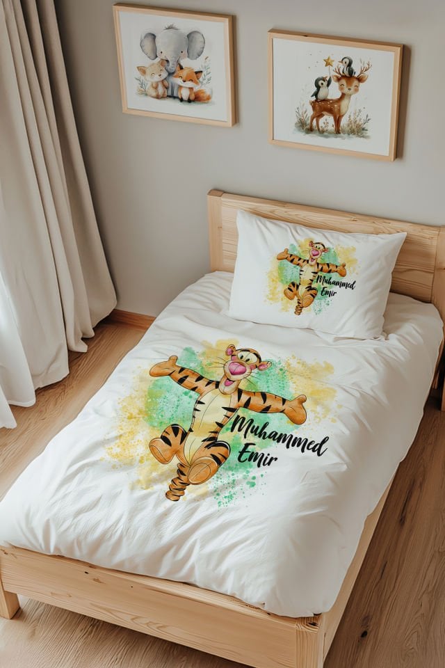 İsme Özel Tek Kişilik  Çocuk Nevresim Takımı (160x220 cm) Tiger