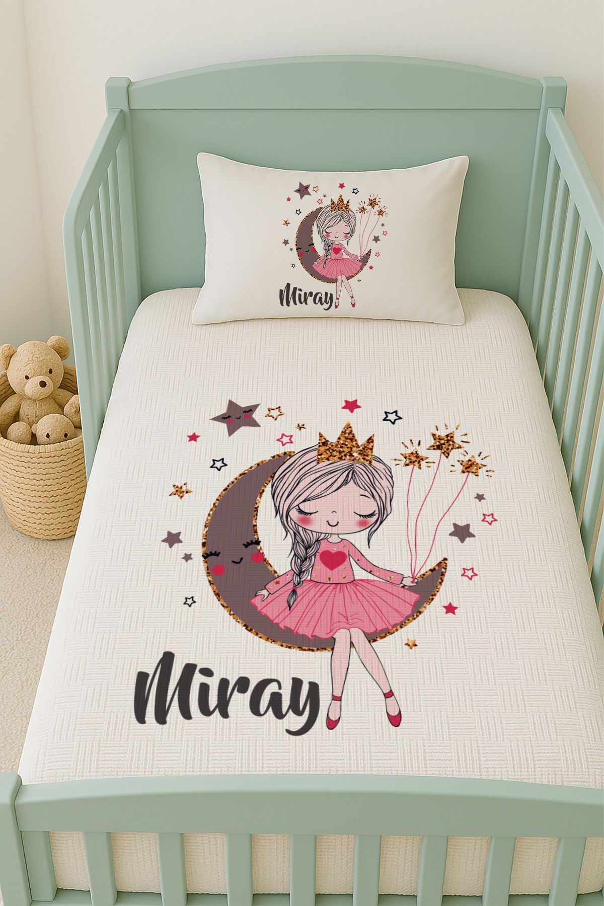 İsme Özel (100x150cm) Pike Seti Aydaki Kız