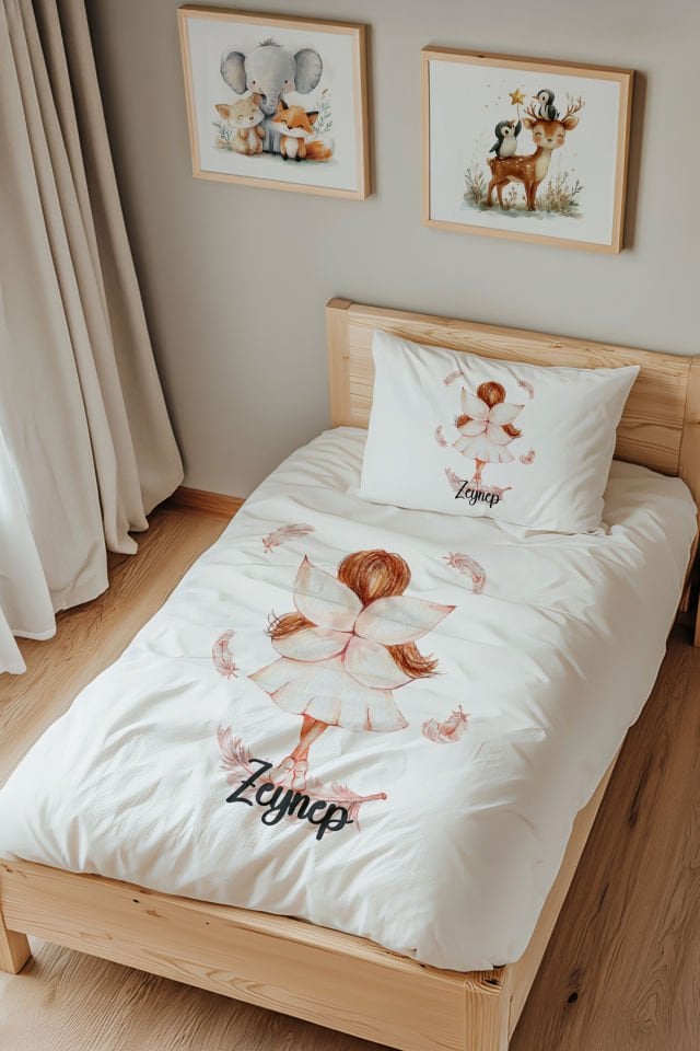 İsme Özel Tek Kişilik  Çocuk Nevresim Takımı (160x220 cm) Peri Kızı