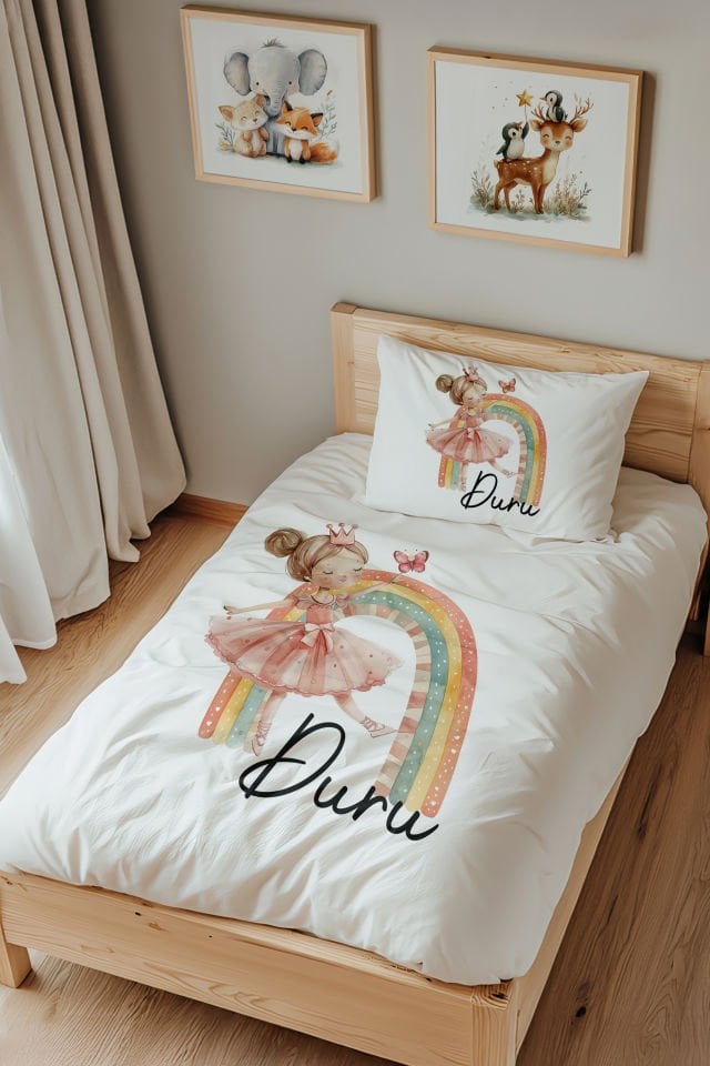 İsme Özel Tek Kişilik  Çocuk Nevresim Takımı (160x220 cm) Prenses
