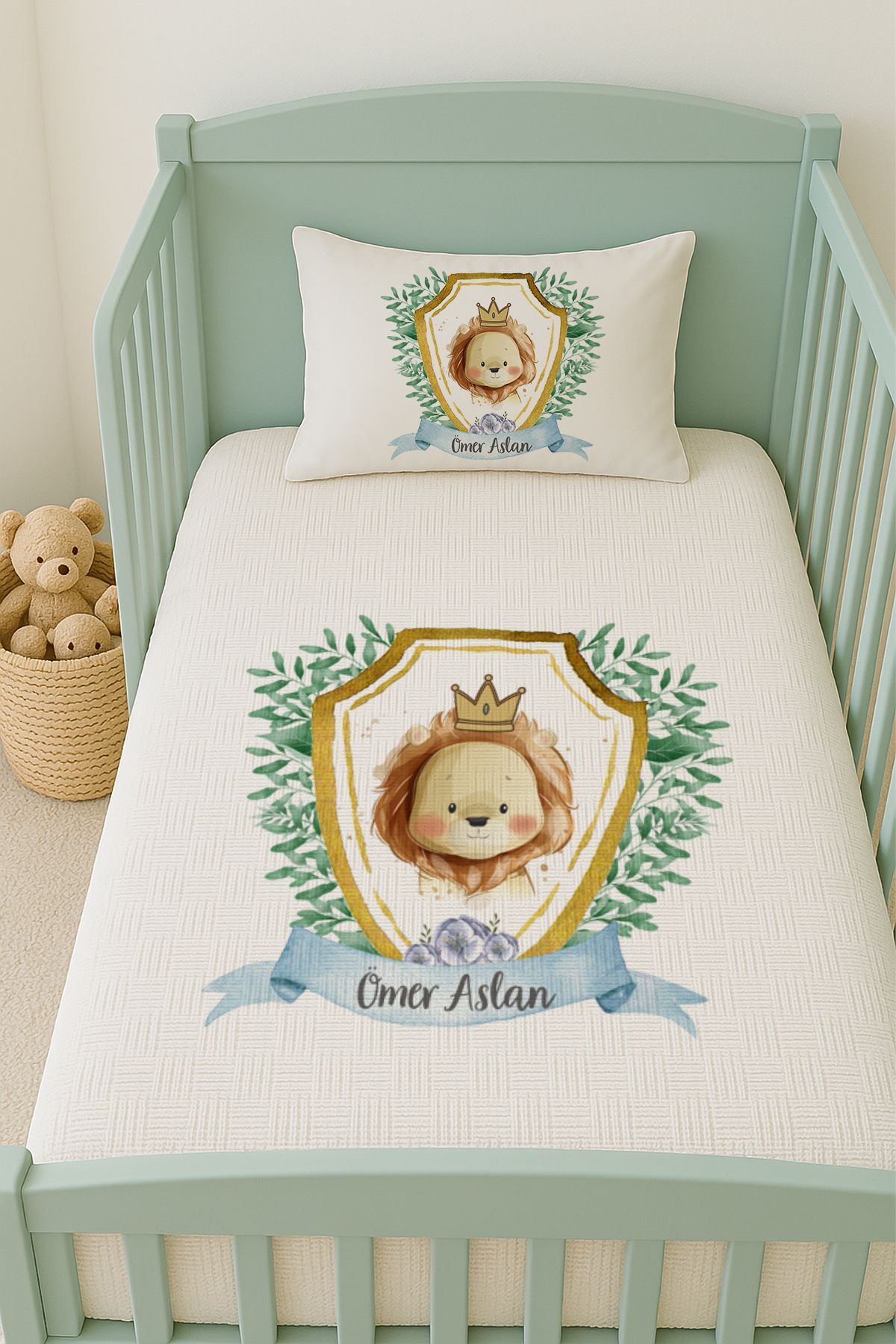 İsme Özel (100x150cm) Pike Seti Çerçeve İçinde Aslan