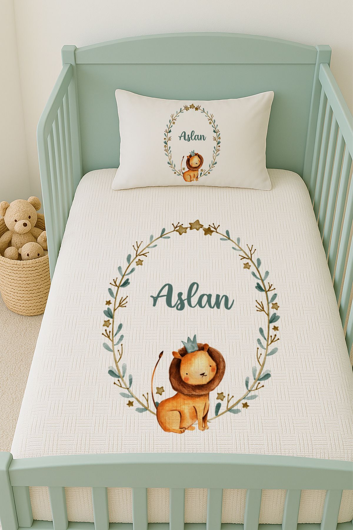 İsme Özel (100x150cm) Pike Seti Aslan Kral