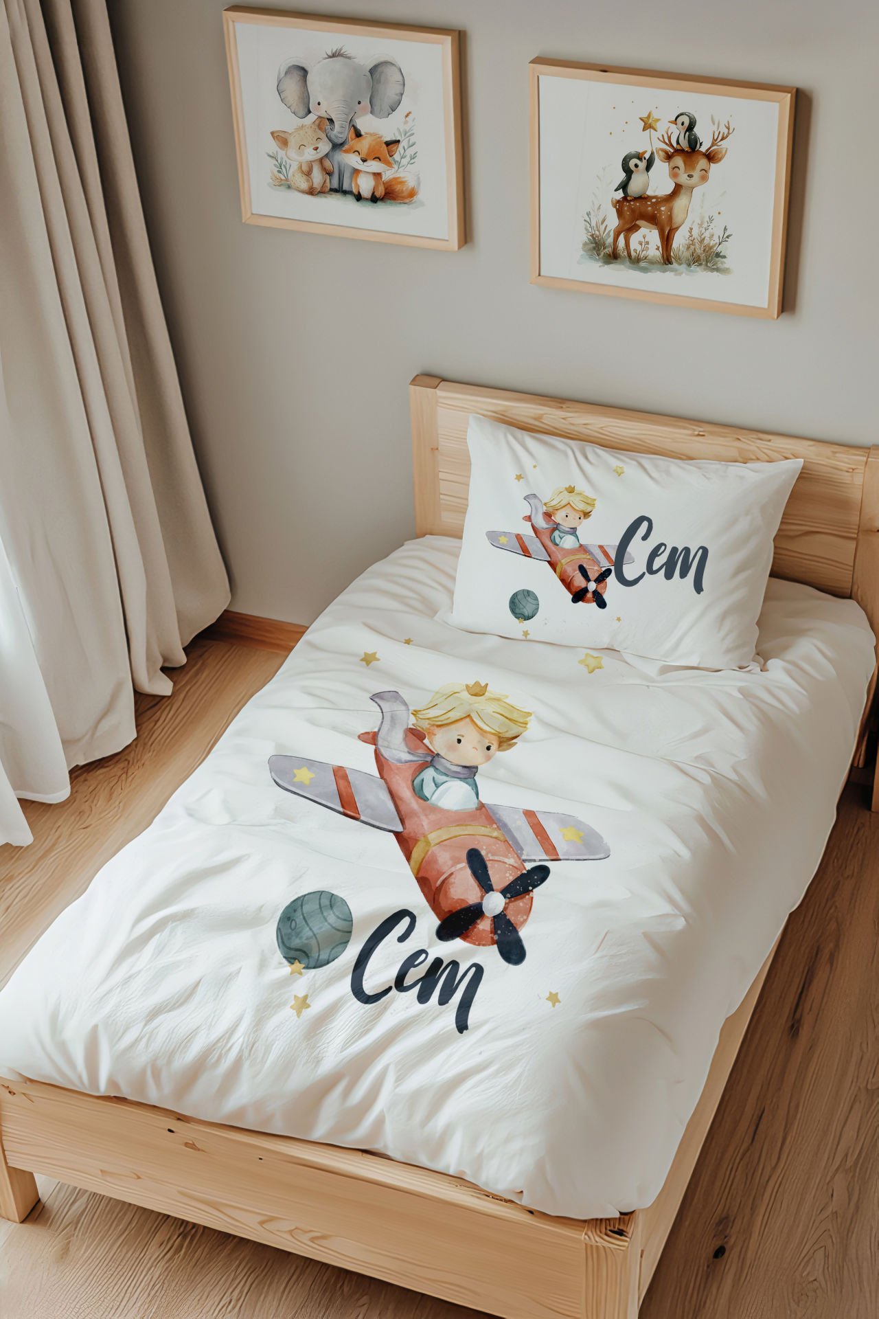 İsme Özel Tek Kişilik  Çocuk Nevresim Takımı (160x220 cm) Küçük Prens