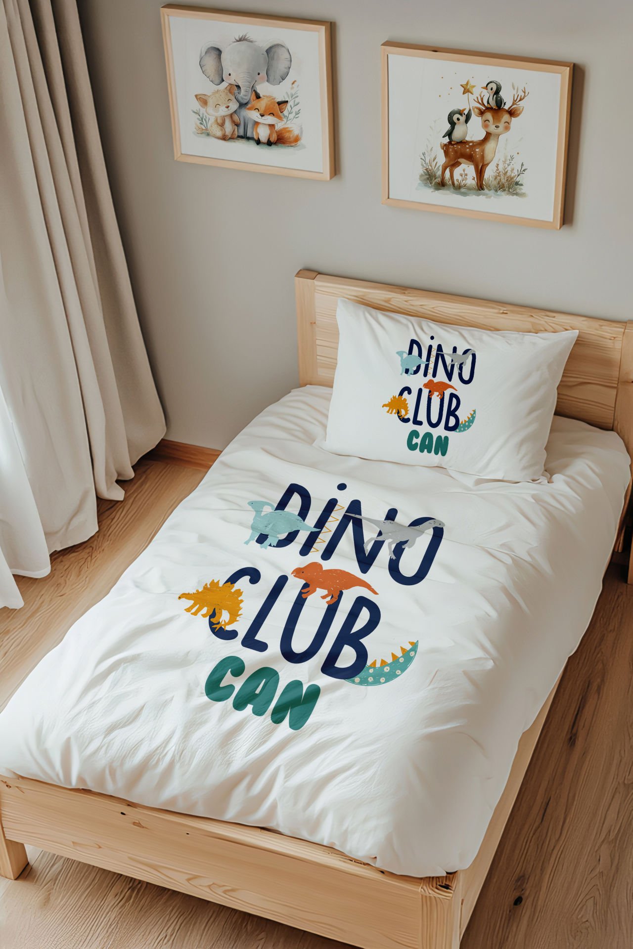 İsme Özel Tek Kişilik  Çocuk Nevresim Takımı (160x220 cm) Dinozor Klübü
