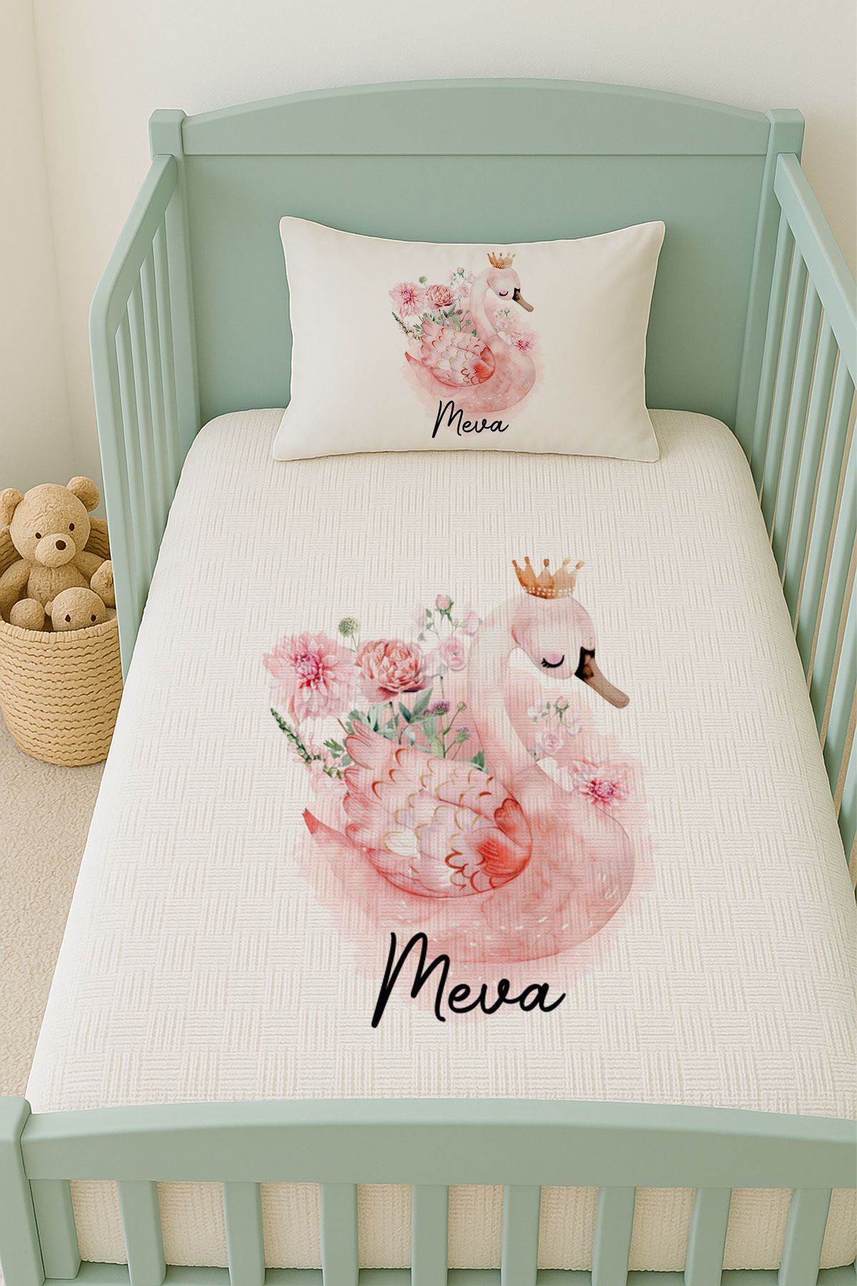 İsme Özel (100x150cm) Pike Seti Prenses Kuğu