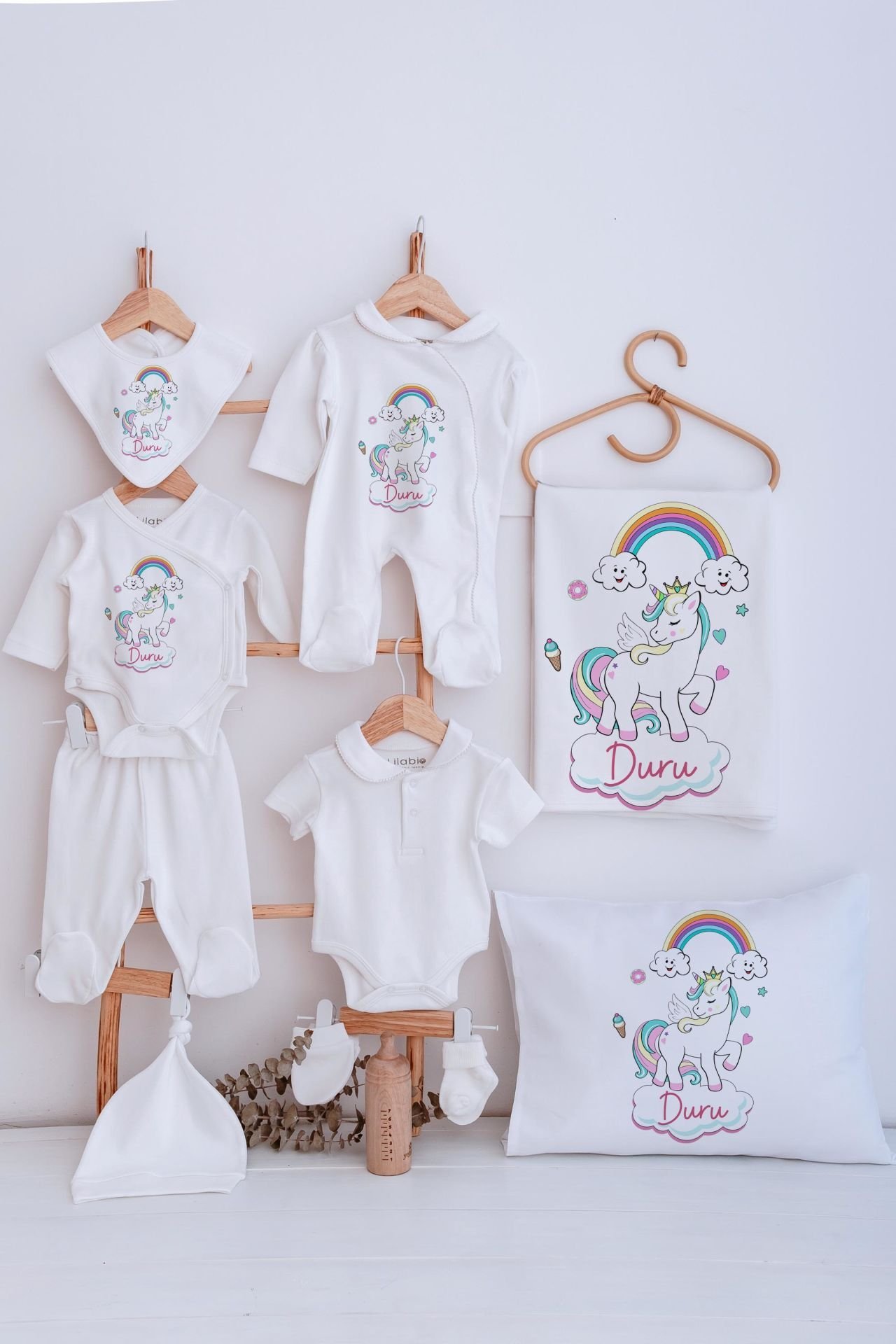 Lilabio Bebe Yaka İsme Özel Delux 12li Hastane Çıkışı Unicorn