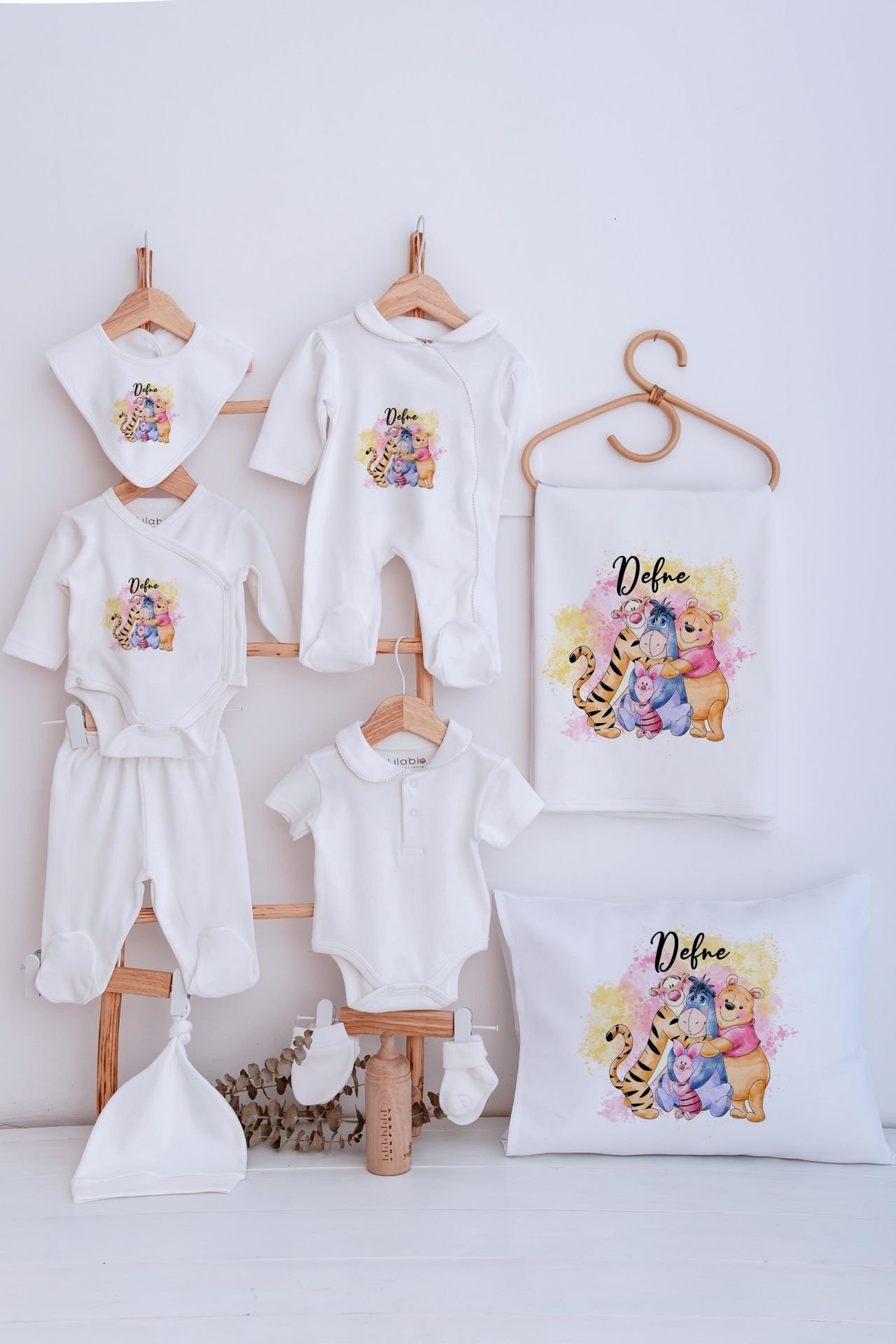 Lilabio Bebe Yaka İsme Özel Delux 12li Hastane Çıkışı Winnie the Pooh