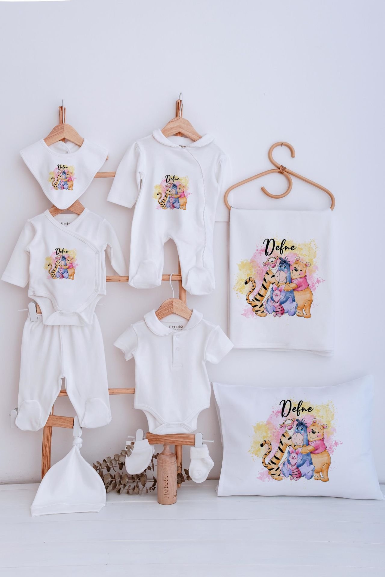 Lilabio Bebe Yaka İsme Özel Delux 12li Hastane Çıkışı Winnie the Pooh