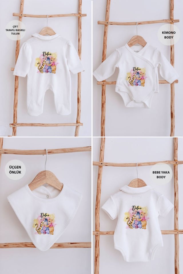 Lilabio Bebe Yaka İsme Özel Delux 12li Hastane Çıkışı Winnie the Pooh