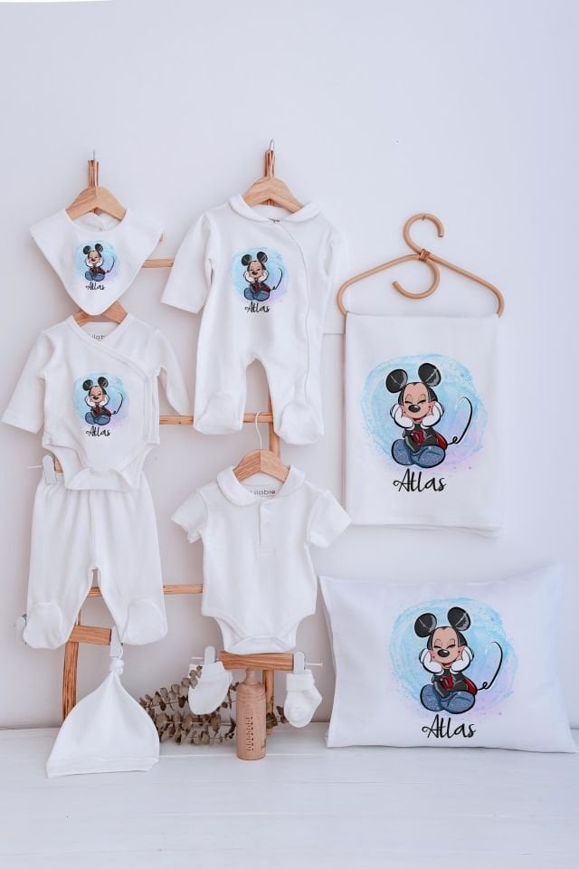 Lilabio Bebe Yaka İsme Özel Delux 12li Hastane Çıkışı Mickey