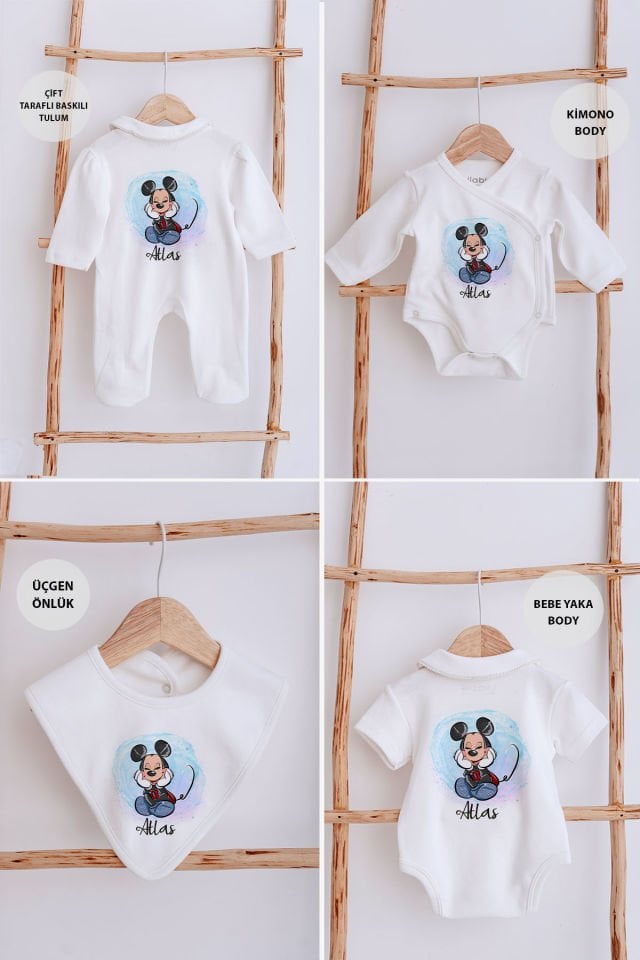 Lilabio Bebe Yaka İsme Özel Delux 12li Hastane Çıkışı Mickey