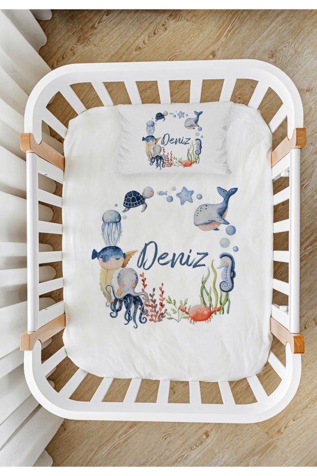 İsme Özel %100 Pamuk Park Yatak Çarşaf Seti (100x120)